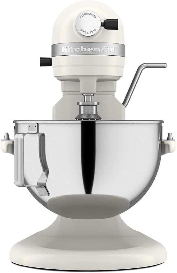 KitchenAid 5.5-Qt Bowl-Lift Stand Mixer, KSM55SXXX, Porcelain White 11 Mixing Speeds, Includes Flat Beater, Dough Hook, Wire Whip, Stainless Steel Bowl