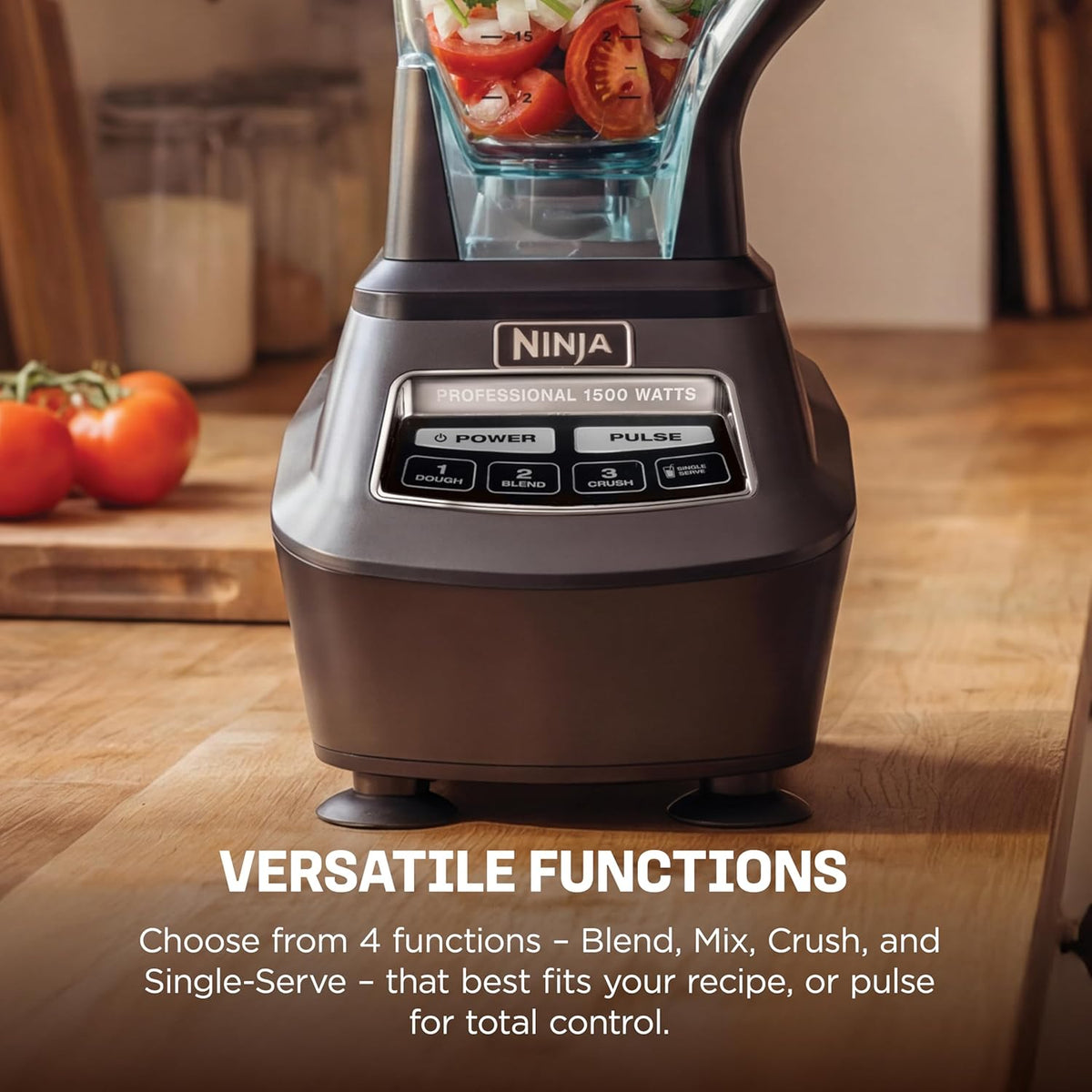 Ninja Kitchen System Pro, 1500W, 72oz Pitcher, 8-Cup, Black, BL770 | 1500W all-in-one blends smoothies, processes salsa & dough. 72-oz pitcher, 8-cup..