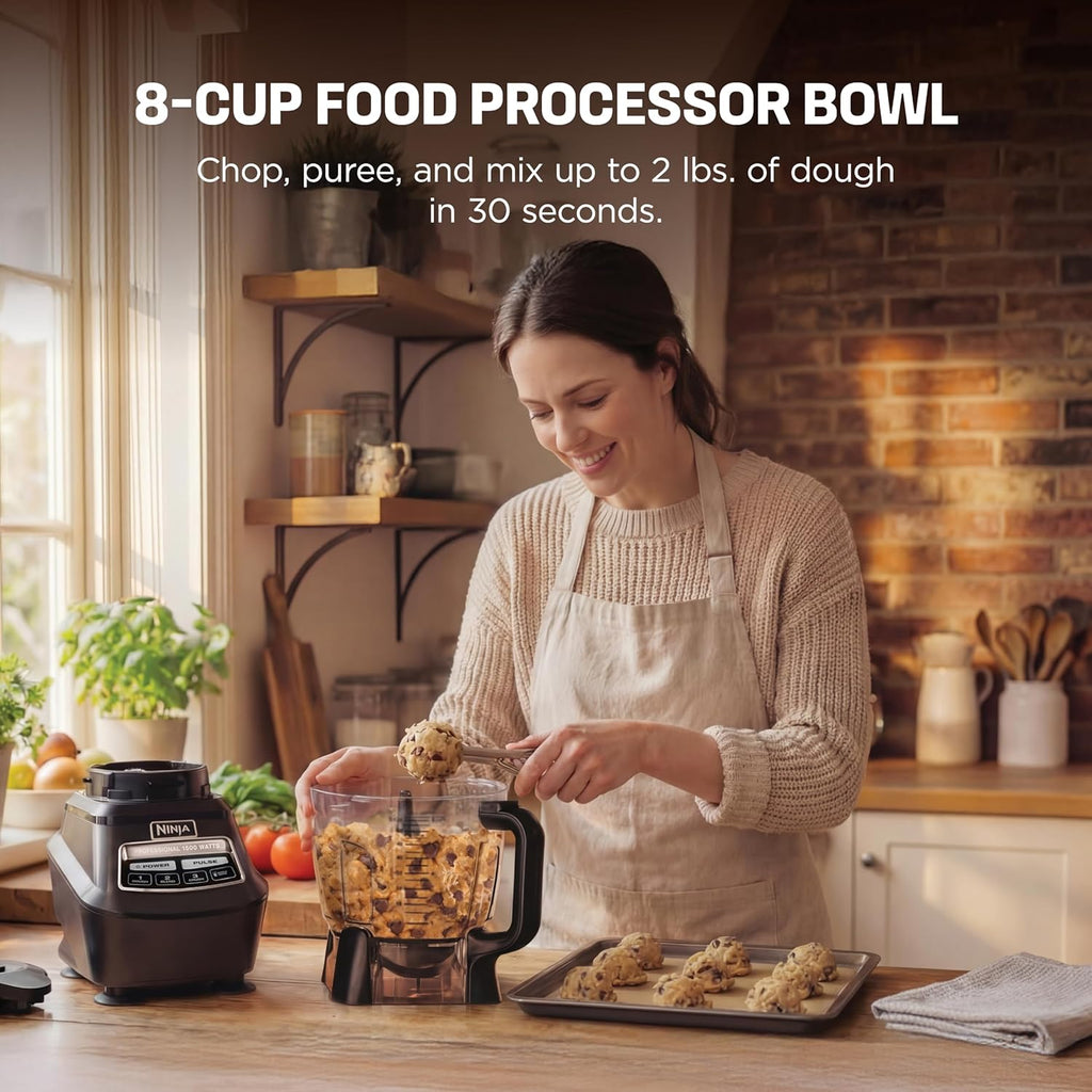 Ninja Kitchen System Pro, 1500W, 72oz Pitcher, 8-Cup, Black, BL770 | 1500W all-in-one blends smoothies, processes salsa & dough. 72-oz pitcher, 8-cup..