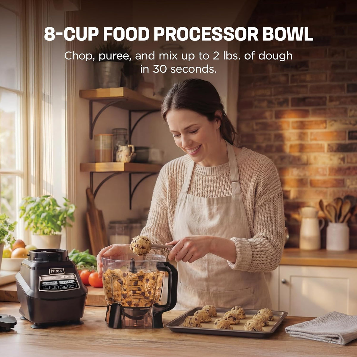 Ninja Kitchen System Pro, 1500W, 72oz Pitcher, 8-Cup, Black, BL770 | 1500W all-in-one blends smoothies, processes salsa & dough. 72-oz pitcher, 8-cup..