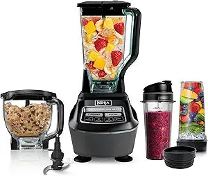 Ninja Kitchen System Pro, 1500W, 72oz Pitcher, 8-Cup, Black, BL770 | 1500W all-in-one blends smoothies, processes salsa & dough. 72-oz pitcher, 8-cup..